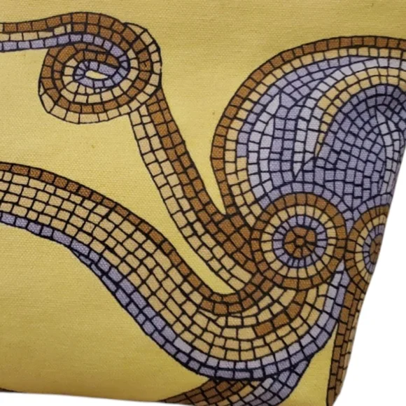 INOUI EDITIONS Mosaic Octopus Yellow Cosmetic Pouch Clutch - Picture 4 of 12